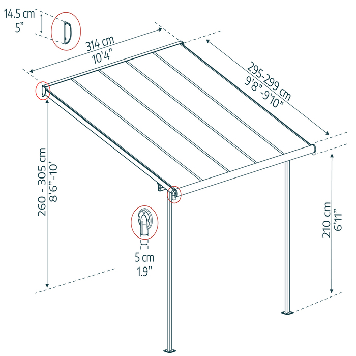 Terrassöverbyggnad Sierra 9,3 m² Antracitgrå Canopia by Palram 